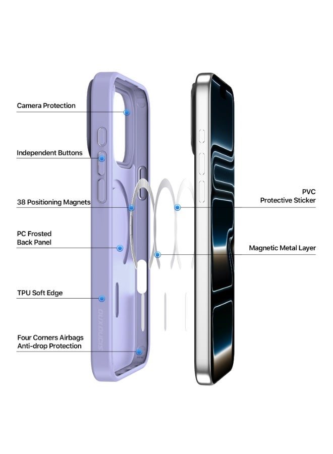 دوكس دوتشيز جراب يند دوكس دوكيس شفاف غير لامع مطفي مضاد للاصفرار [غطاء خلفي صلب من البولي كربونات ومن السيلكون ] جراب واقٍ مقاوم للصدمات متوافق مع  IPhone 17 Pro Max  (أرجواني فاتح) - Image 3